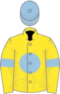 Yellow, light blue disc, armlets and cap