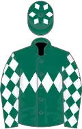 Dark green,white triple diamond and diamonds on slvs,dkGreen cap,white diamonds
