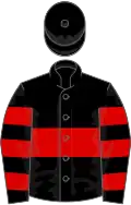 Black, red hoop, hooped sleeves