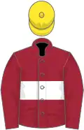 Maroon, white hoop, yellow cap