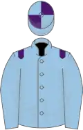 Light blue, purple epaulets, quartered cap