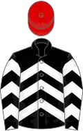 Blcak and white chevrons, red cap
