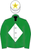 Green, white diamond, white cap, yellow star