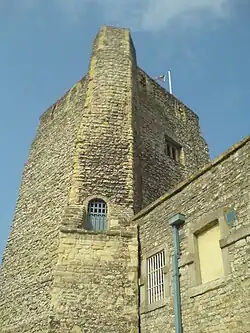 Photo of a castle tower constructed of stone