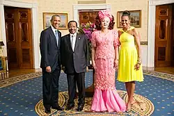 The Obamas with Chantal and Paul Biya, 2014