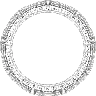 Schematic diagram of a Pegasus stargate with glyphs