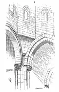 A pendentive, labelled A. Illustration of a church in Nantua