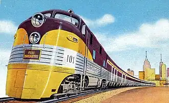 Postcard depiction of the line's streamliners, the Pere Marquette.