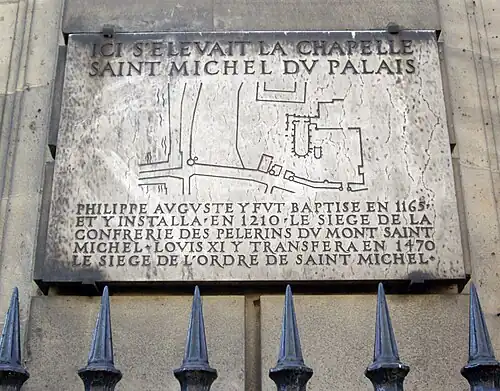 Plaque on former Chapelle Saint-Michel