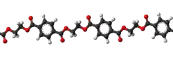 A short section of a PET polymer chain