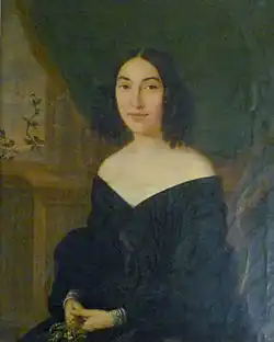 Hortense Poelaert (1815–1900), wife of Eugène van Dievoet I (1804–1858), sister of the architect Joseph Poelaert (portrait by Ignace Brice, 1840).[25]