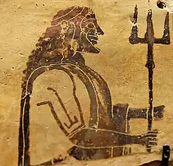 Poseidon, robed and holding his trident