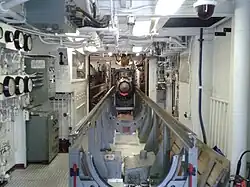 RIM-8 Talos missile loading conveyor aboard the ship