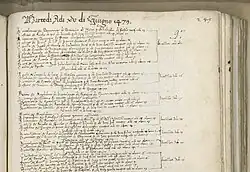 Yellowed paper with brown ink writing