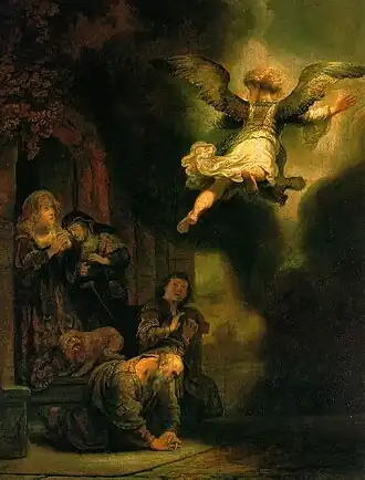 Rembrandt: The Angel Raphael Leaving Tobias' Family, 1637