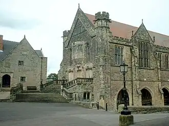 Exterior of old school buildings