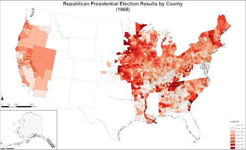 Map of Republican presidential election results by county