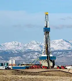A drilling rig near the Wind River Range.