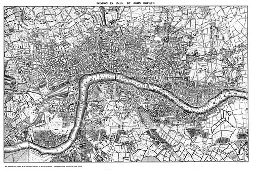 Image 16A detailed copy of John Rocque's Map of London, 1741–5 (from History of London)