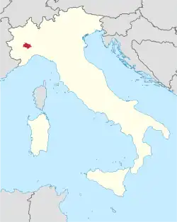 Locator map for diocese of Asti, in n.w. Italy