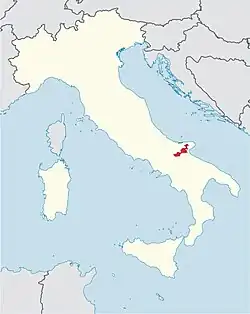 Map of Roman Catholic diocese of Foggia-Bovino