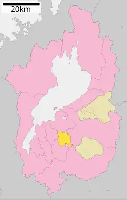 Location of Ryūō in Shiga Prefecture
