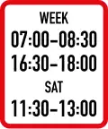 Applies during the specified days and hours