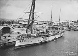 SMS&nbsp;Falke at the Royal Naval Dockyard in 1903