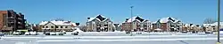 Residential area of rue du Grand Tronc, opposite the Saint-Hilaire train station (QC) in February 2022