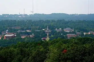 Bird's-eye view of Samford University campus