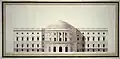 Stephen Hallet's design for the US Capitol in 1793 features the "great circular room and dome".