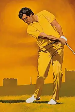 Joe Austen golf portrait of Seve Ballesteros, within The Gallery of Champions