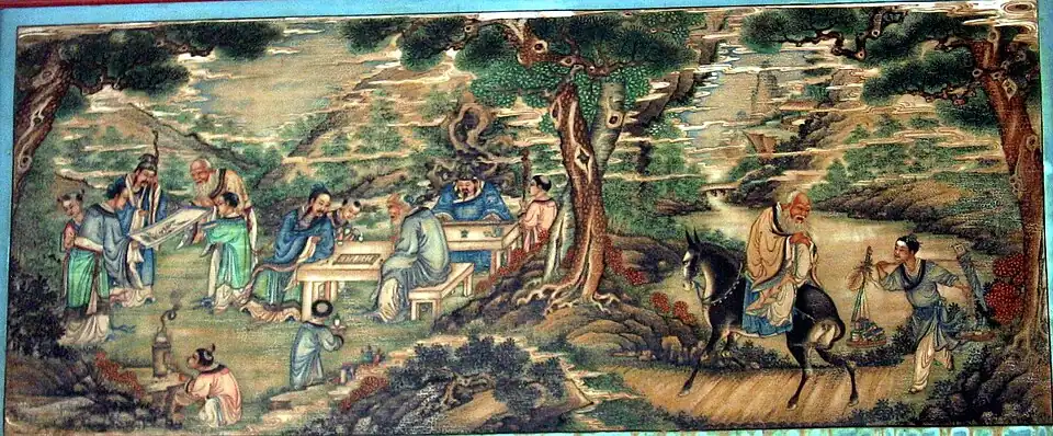 "The Seven Saints in the Bamboo Wood" painted inside the Long Corridor on the grounds of the Summer Palace in Beijing, China.