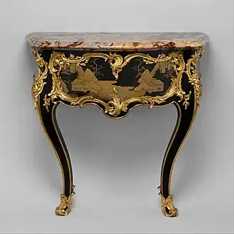 Rococo side table (commode en console); by Bernard II van Risamburgh; c.1755-1760; Japanese lacquer, gilt-bronze and Sarrancolin marble top; height: 90.2&nbsp;cm; Metropolitan Museum of Art