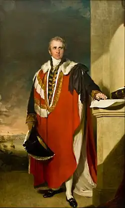 Standing portrait of Lord Amherst, oil on canvas