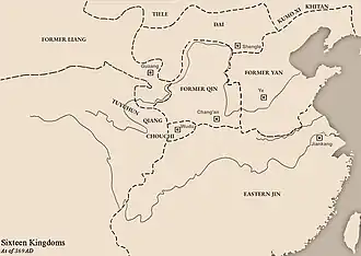 China in 369 CE. Dai is visible at the top of the map.