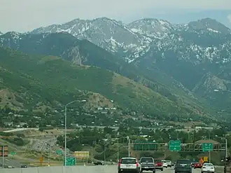 The terminus of Utah SR-186 at the junction with I-215 and I-80.