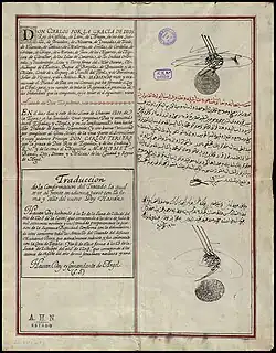 Printed document with seal and signature The Treaty of 1791 ended almost 300 years of war.