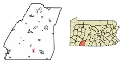 Location of Meyersdale in Somerset County, Pennsylvania.