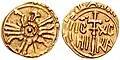 'ΙϹ ΧϹ ΝΙΚΑ' cross on the obverse of a 12th-century Sicilian coin (Roger II)