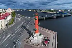 The northern Rostral Column and Birzhevoy Bridge