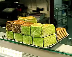 Lapis legit on sale in an Indo (Eurasian) shop in Amsterdam, Netherlands