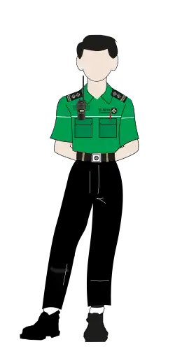 A vector diagram shows a male in St John Ambulance uniform.