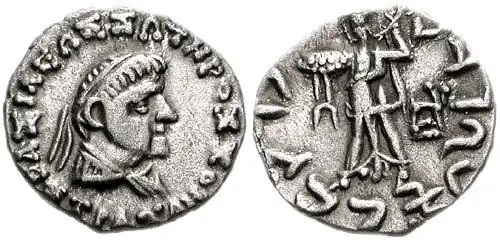Coin of Strato II (25 BCE-10 CE), one of the last Indo-Greek kings.