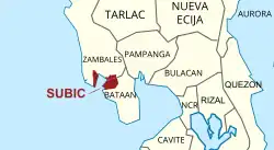 Location of Subic in Bataan and Zambales