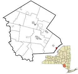 Location of Bloomingburg within Sullivan and Orange County, New York
