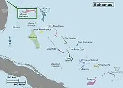Symphyotrichum lucayanum distribution map: endemic to the island of Grand Bahama.