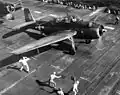 A VT-8 Avenger on USS Bunker Hill off Saipan, June 1944