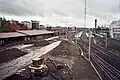 A view of the railway yard; to the left is the old cargo station, whose warehouses were dismantled in autumn 2009