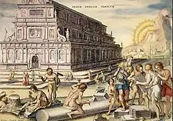 The Temple of Artemis, has the "old-fashioned" look of Santa Maria Novella in Florence and other Italian quattrocento churches of the mannerist generation.